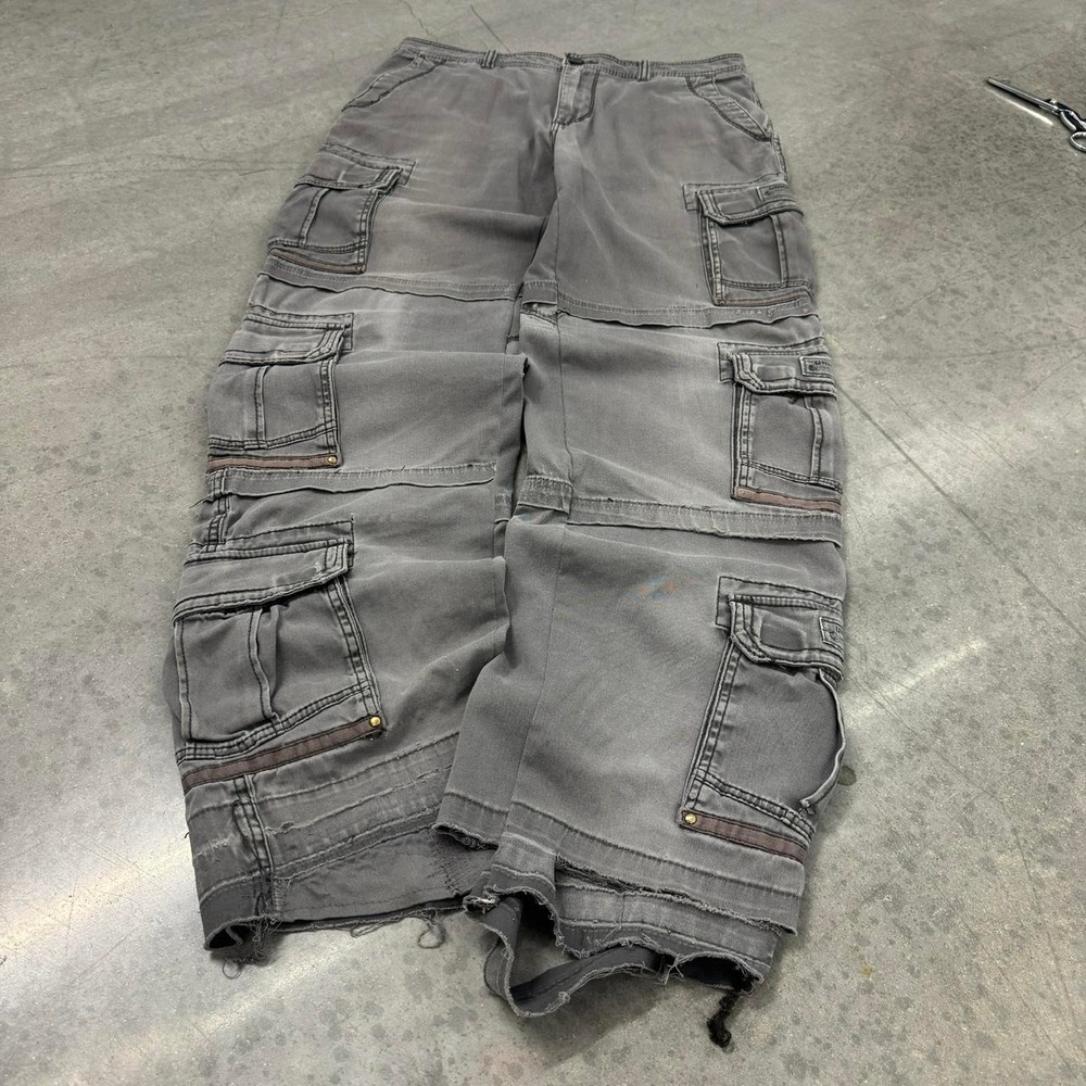 1 OF 1 Fedi Cartel 00s Y2K BAGGY Gray CARGO UTILITY PANT - 35/37